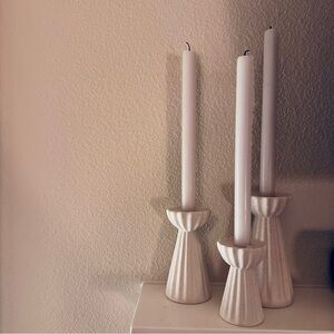 Threshold Studio McGee set of 3 ceramic ribbed taper candle holders
